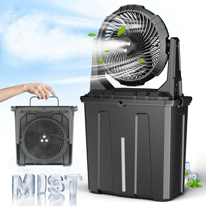 Ausic 9L Bucket Portable Misting Fan for Outdoors Patios