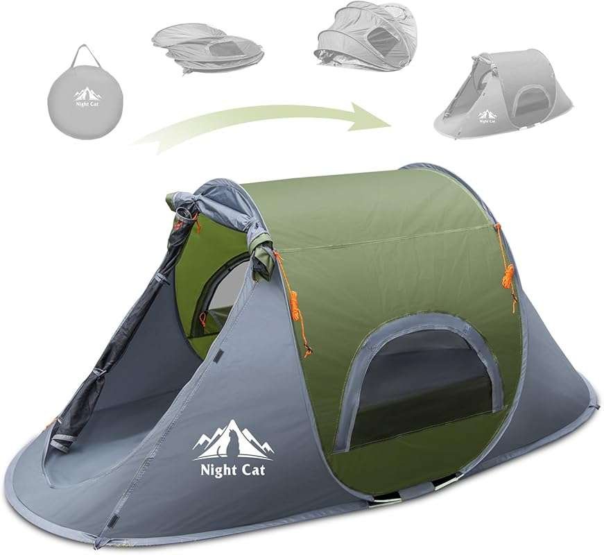 Night Cat 1 Person Pop-Up Camping Tent: Waterproof Instant Easy Setup 