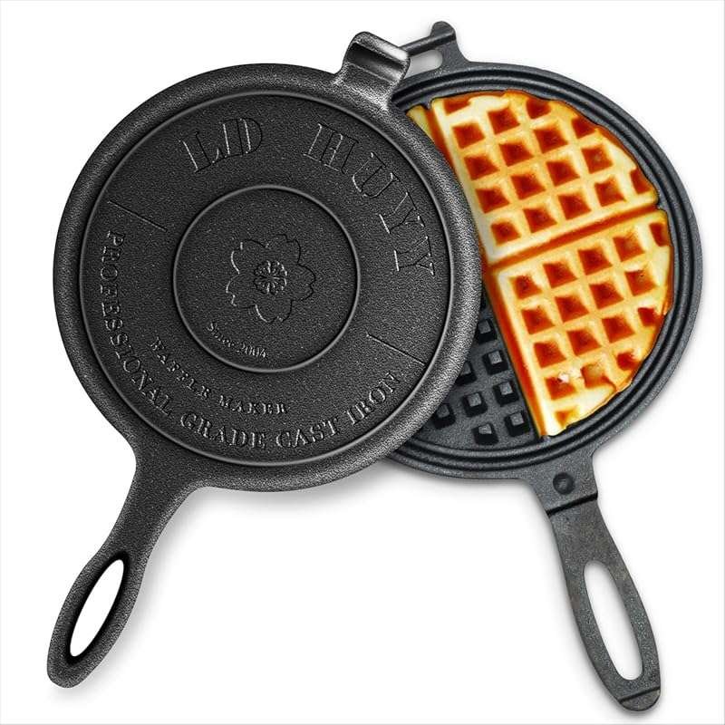 Professional 8-inch Cast Iron Waffle Maker for Stove Top with Thickene