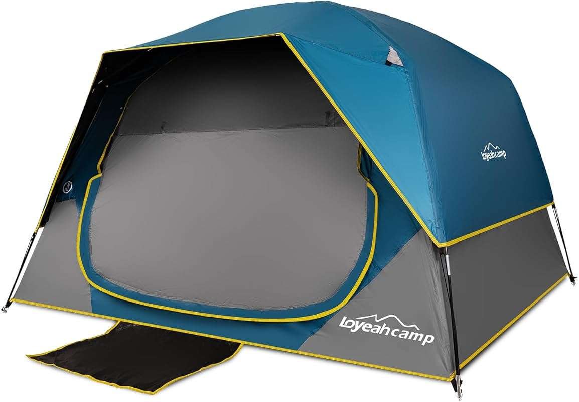 4 Person Blackout Camping Tent: Easy Setup, Waterproof Family Dome Ten