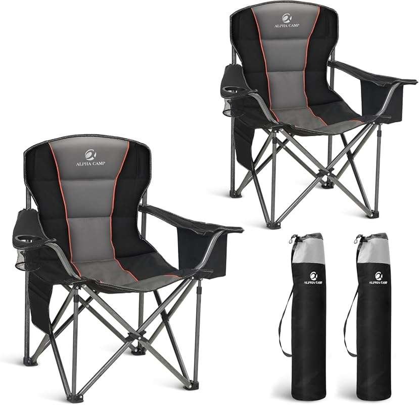 LET'S CAMP Oversized Heavy Duty Folding Camping Chair, 450 LBS Capacit
