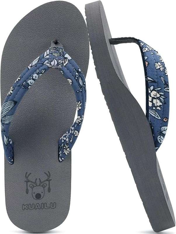 KuaiLu Women's Arch Support Flip Flops - Comfortable, Lightweight Yoga