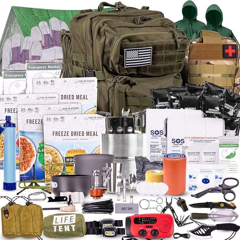 45L 72-Hour Survival Kit Bug Out Bag with Water Filter, Food & Tools