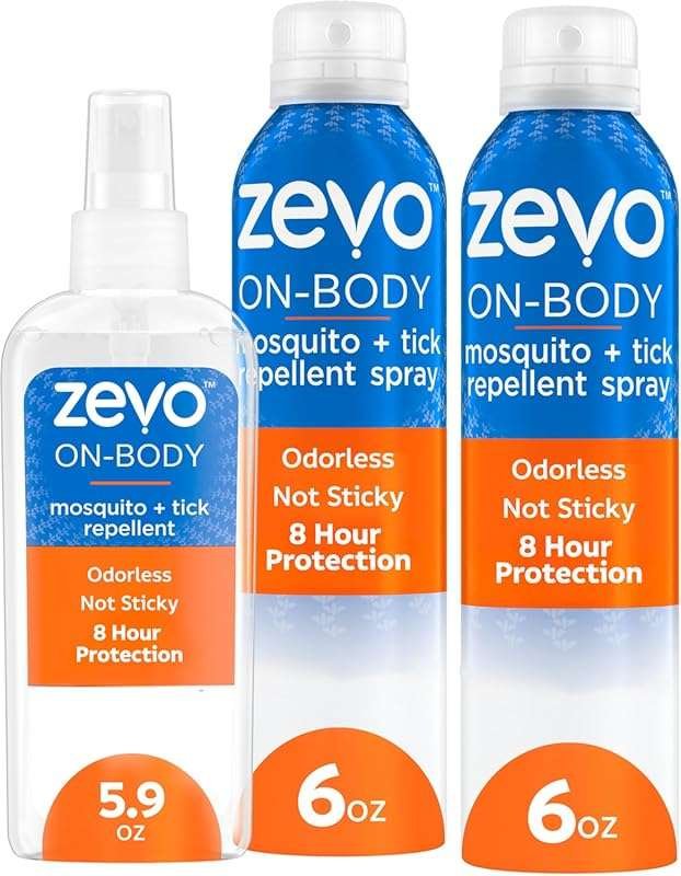 Zevo On-Body Tick & Mosquito Repellent Spray: 8-hour, odorless, non-st