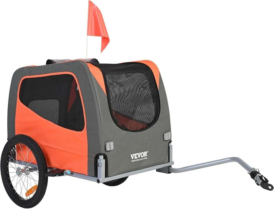 VEVOR Dog Bike Trailer, Supports up to 66 lbs, Pet Cart Bicycle Carrie