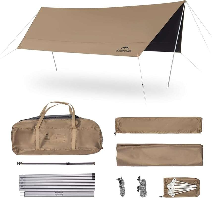 Naturehike Cloud Skies Camping Tent Tarp with Poles, 18000mm+ Waterpro