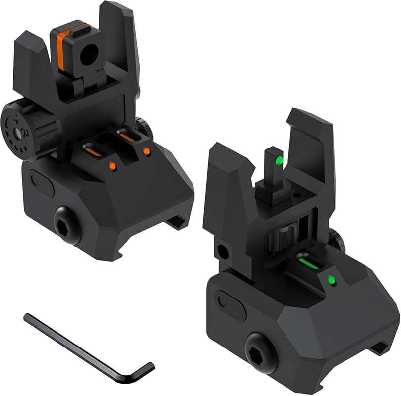 Fiber Optic Flip Up Backup Sights: Tool-Free Adjustment Front & Rear w