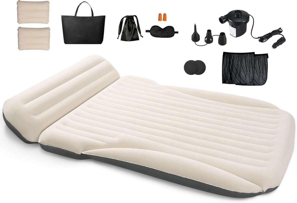Leakproof Durable Car Bed with Complete Accessories, Built-in Pillow &
