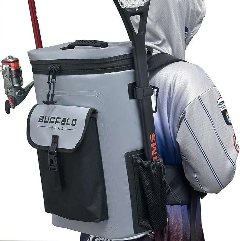 Buffalo Gear 32Qt Waterproof Fish Cooler Backpack: Portable Bag for Fi