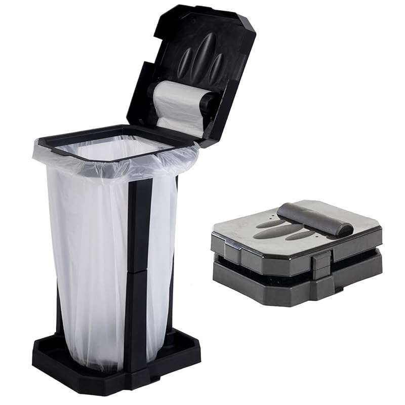 HolaKit Collapsible Trash Bag Holder with Reinforced Legs & Storage