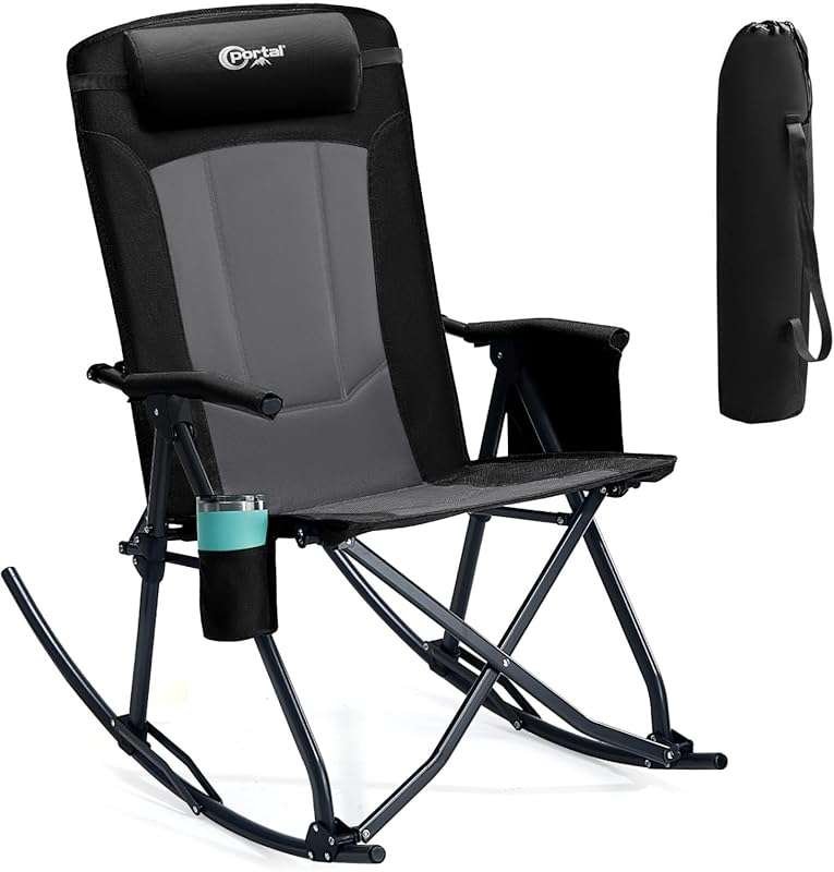PORTAL Oversized Folding Rocking Camping Chair: Portable Outdoor Rocke