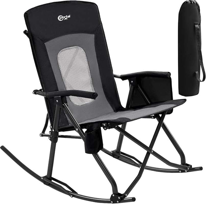 PORTAL Oversized Folding Rocking Camping Chair: Portable Outdoor Rocke