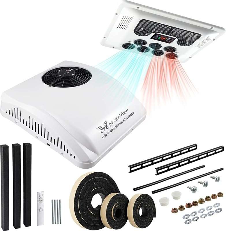 12V RV Air Conditioner 8530 BTU - 2-in-1 Rooftop Heater & Cooler, Easy