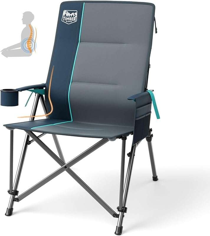TIMBER RIDGE Oversized 450 LBS Folding Camping Chair, Lumbar Support, 