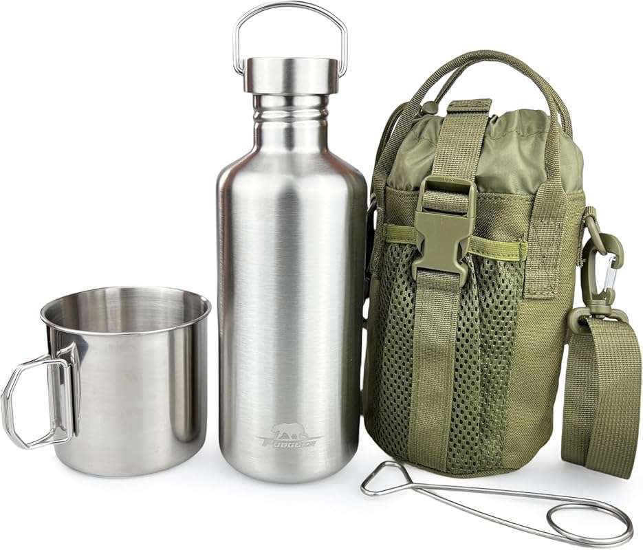 Canteen 42oz Single Wall Stainless Steel Water Bottle with 24oz Campin