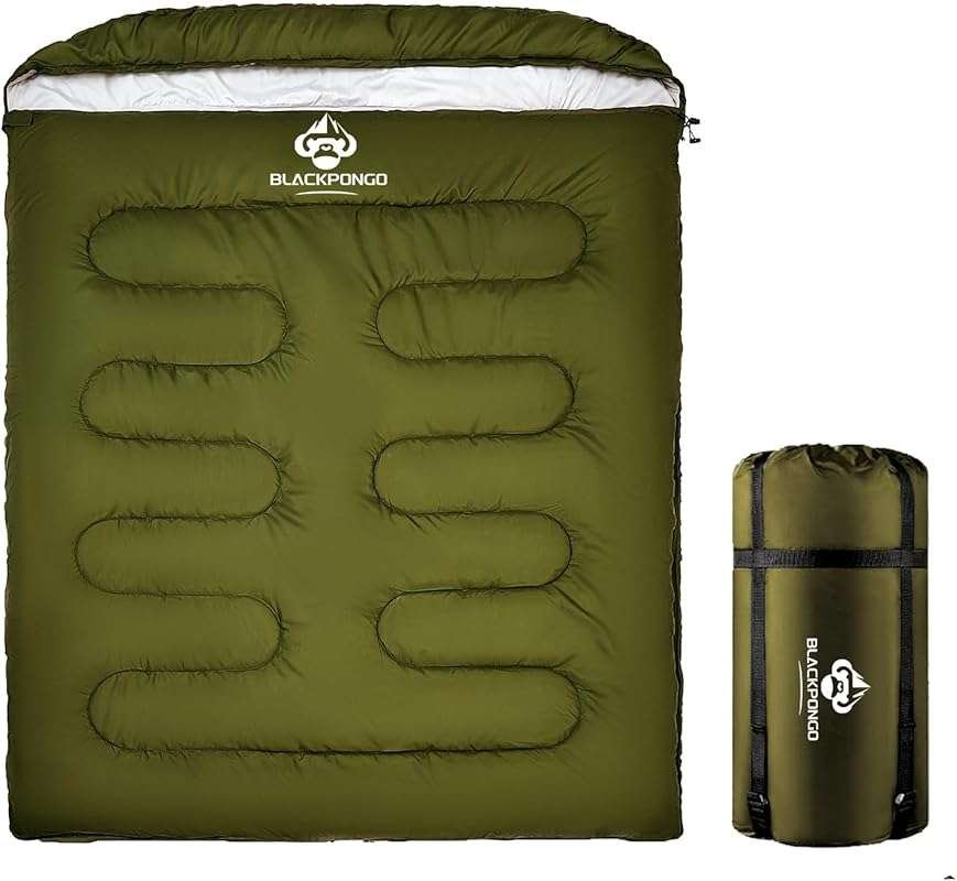 Double Sleeping Bag for Adults: XL Queen Size for All Season Camping, 