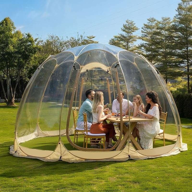 Spacious 15x15FT Pop Up Bubble Tent: Screen House for 10-15 People, Cl