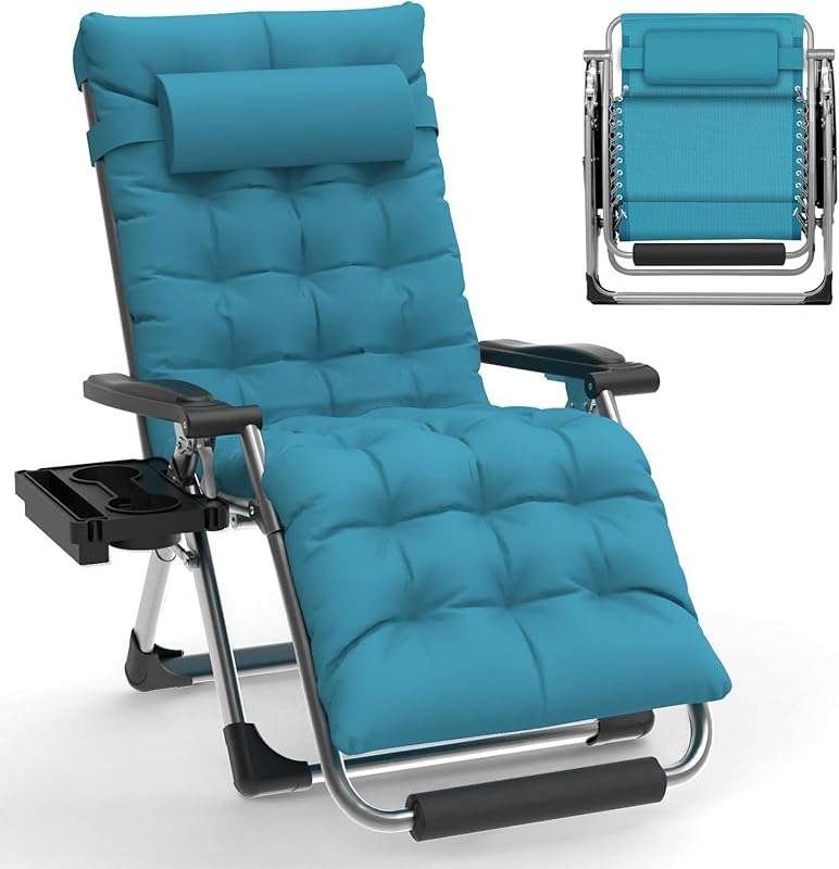 Slendor XL Padded Zero Gravity Chair with Aluminum Lock, Headrest, and