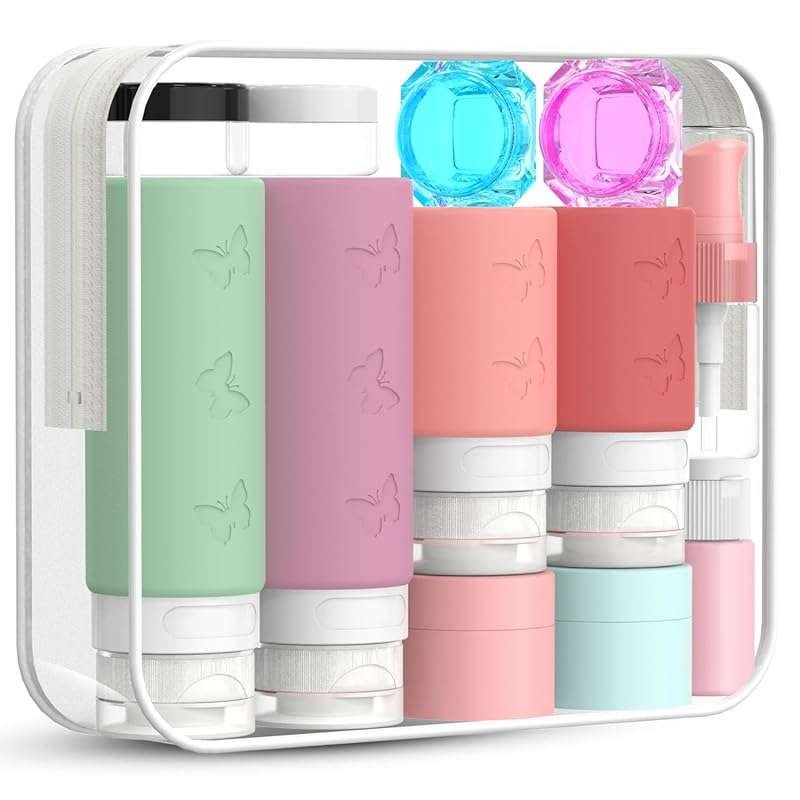 26 Piece Travel Bottles Set for Toiletries, Assorted Colors