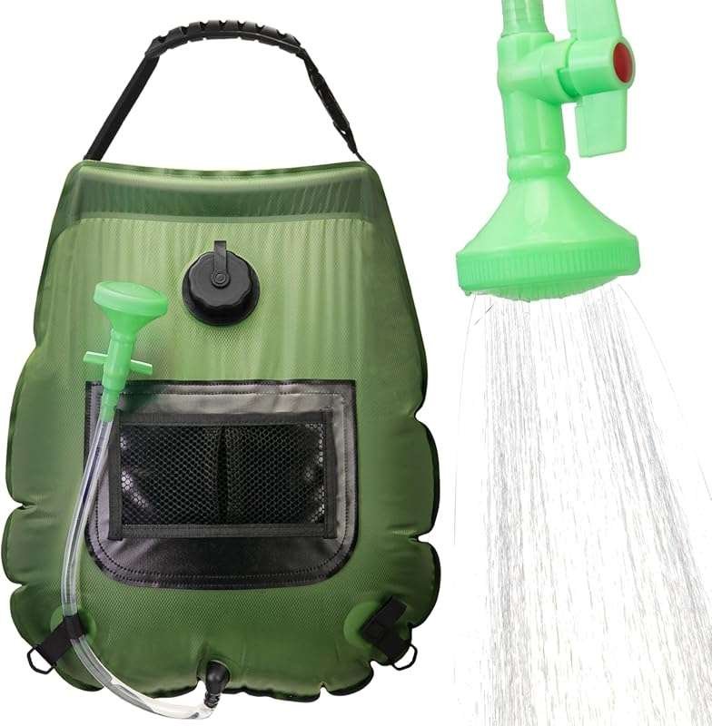 5 Gal Solar Heating Camping Shower Bag with Switchable Head and Hose f