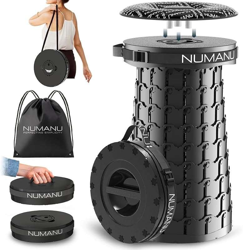 NUMANU 2025 Upgraded XXL Collapsible Stool: Heavy Duty 1000lbs Retract