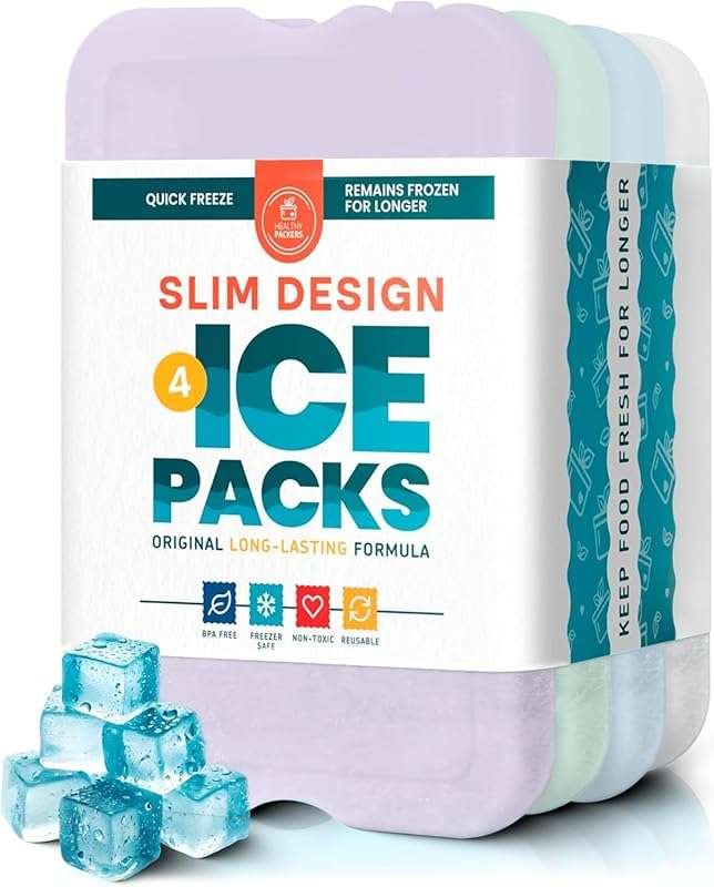 Healthy Packers Reusable Slim Ice Packs for Lunch Boxes and Coolers