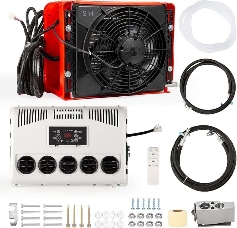 12V RV Split Type Air Conditioner: 9000BTU DC AC for Camping Vehicles,