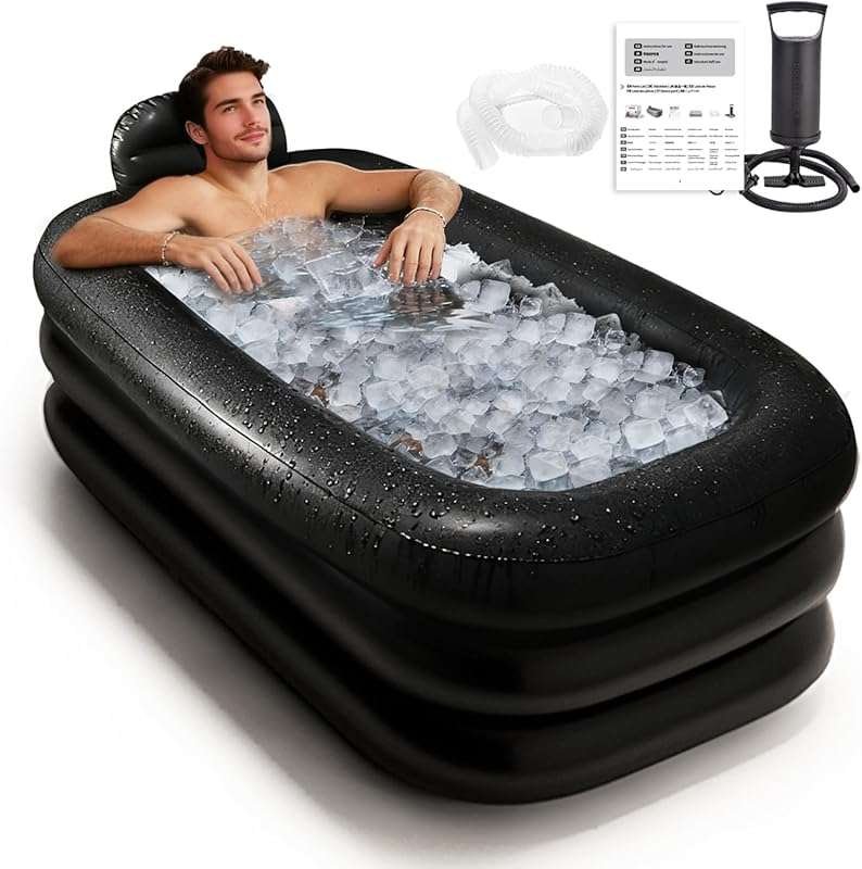 Large Portable Inflatable Bathtub for Adults with Cover - Ideal for Ic
