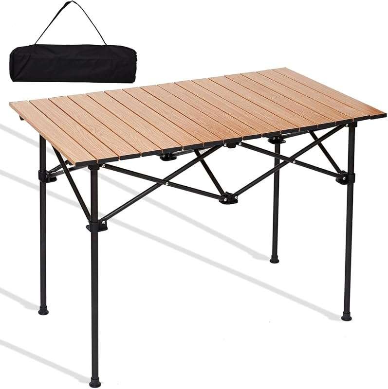 SHANQUAN Portable Roll Up Camping Table: Lightweight Aluminum, 2-4 Per