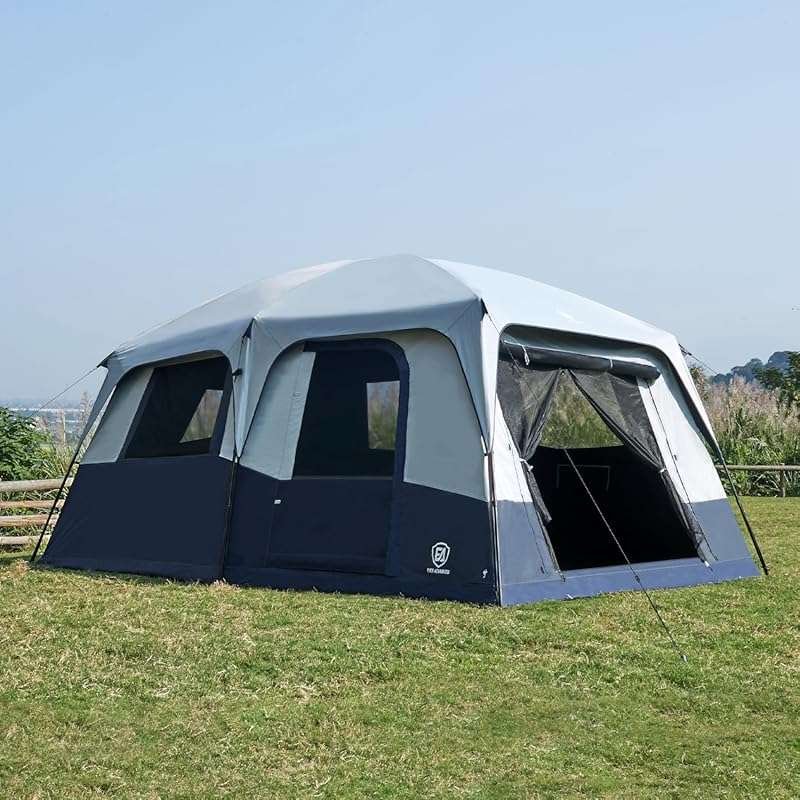 EVER ADVANCED 10 Person Blackout Camping Tent with Multi-Room Design, 