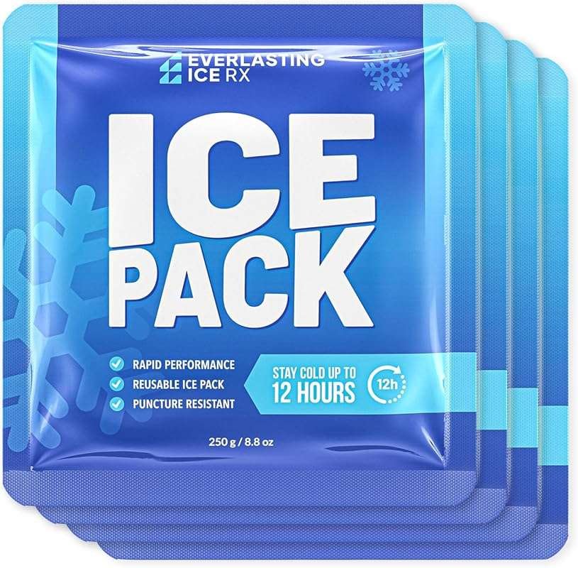 Rapid Performance 4 Pack Reusable Ice Packs for Coolers, Cold Up to 12