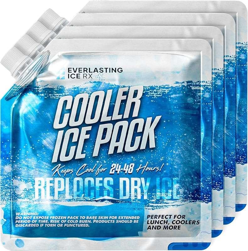 Everlasting Ice RX Reusable Cooler Ice Packs (4 Pack) for 48-Hour Cool