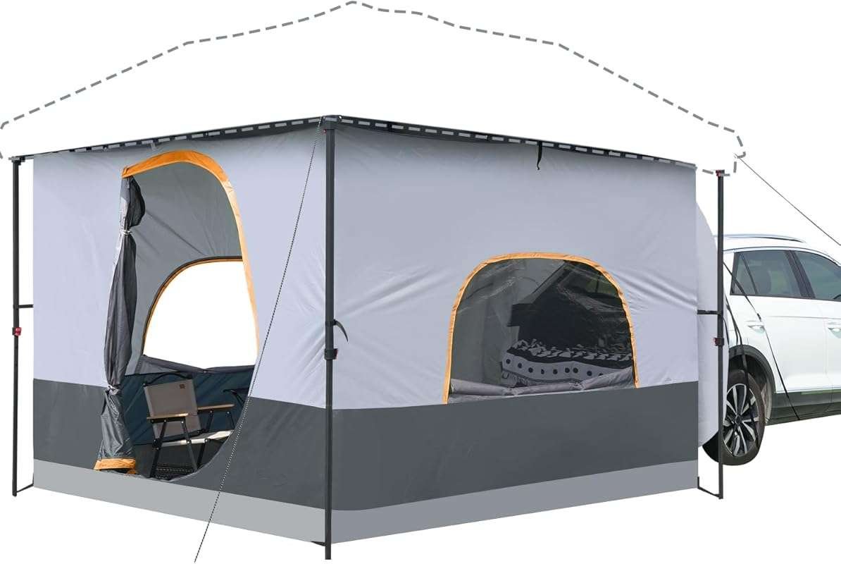 UNP Camping Inner Cube Tent Grey: Connects 10' Canopy to Car Tailgate 