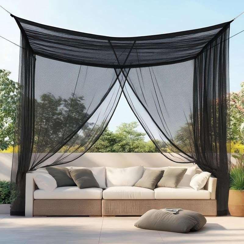 Durable 10x10 FT Black Outdoor Mosquito Netting for Patio, Gazebo & Po