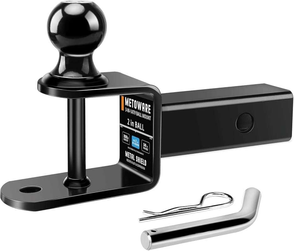 METOWARE ATV/UTV 3-in-1 Towing Ball Mount Hitch with 2