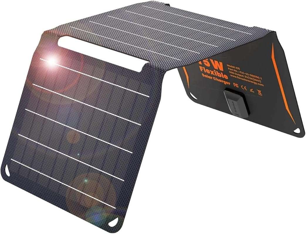 FlexSolar 15W Portable Foldable USB Solar Charger, IP67 Waterproof for