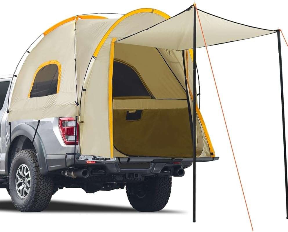 Durable Waterproof Pickup Truck Tent with Awning Shade for 5.5-6.3 FT
