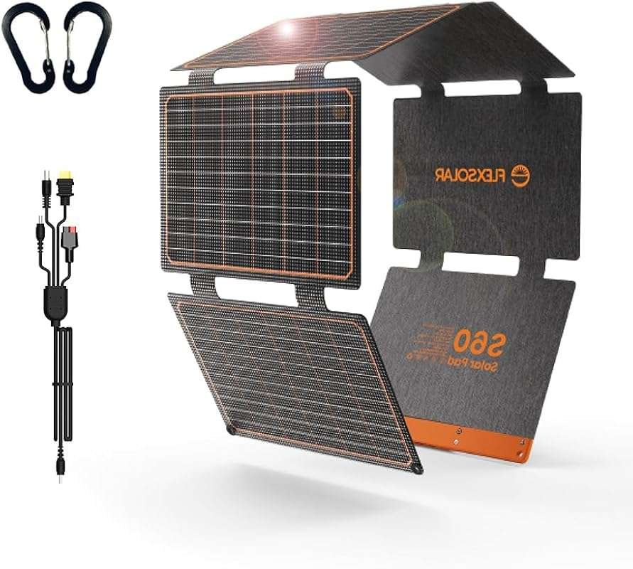 FlexSolar 60W Foldable Solar Panels with PD USB-C and DC Outputs for C