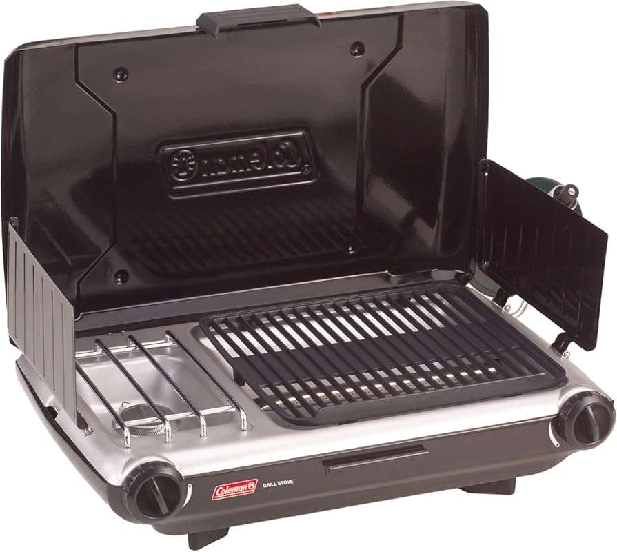 Coleman 2-in-1 Camping Grill and Stove: 20,000 BTU 2-Burner Propane Gr