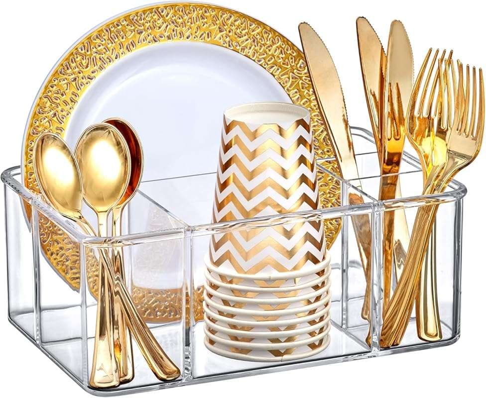 Felicia Plastic Flatware Organizer: 5-compartment holder for cutlery a