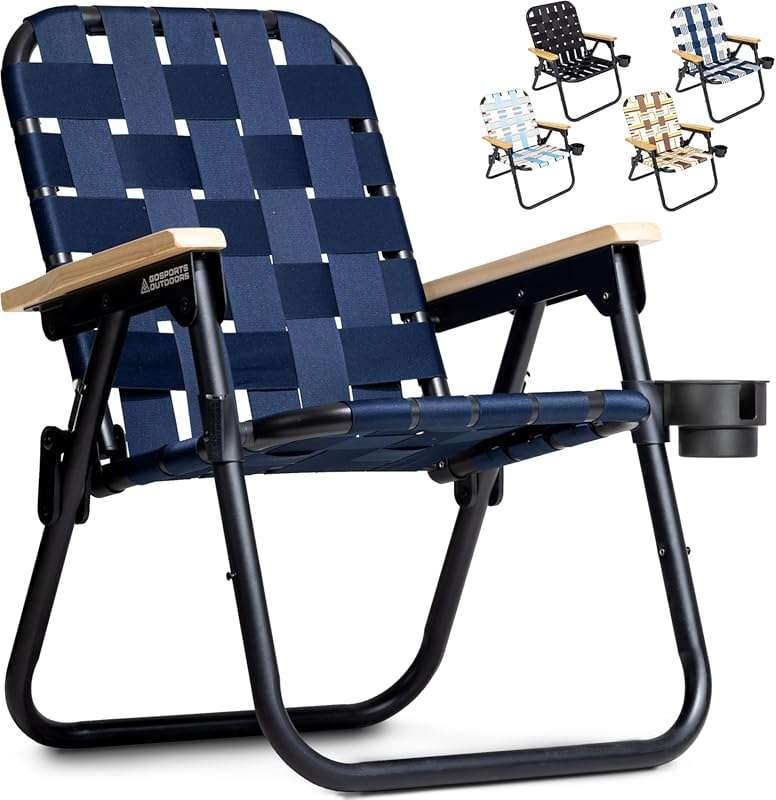 GoSports WOVN Beach Backpack Chair: Premium Folding Camping Chair with