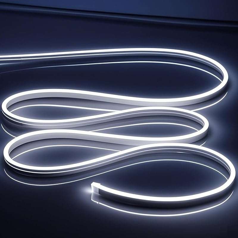 16.4FT Bendable Waterproof White Neon LED Strip Lights: Cuttable Silic