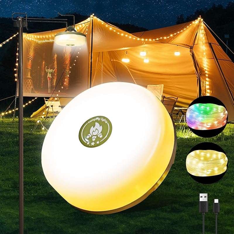32.8FT Waterproof Camping String Lights with 8 Modes - Outdoor Lantern