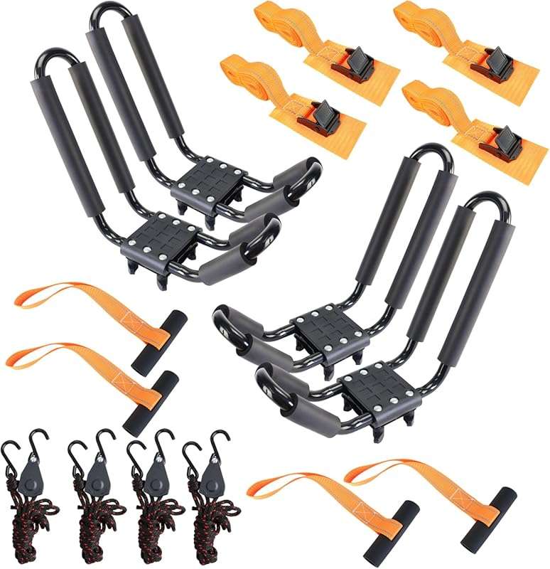Kayak Roof Rack 2 Pairs Heavy Duty J-Bar Carrier Holder for Canoe, SUV