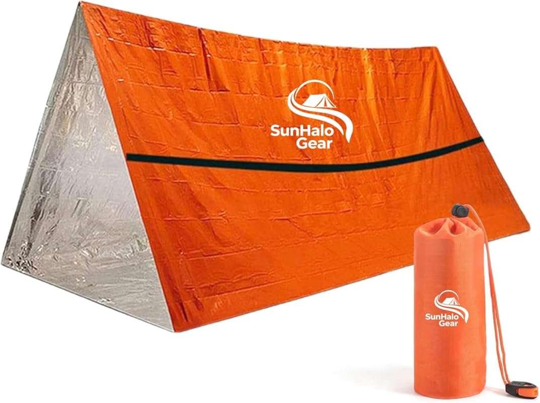1-2 Person Emergency Survival Tent Shelter with Whistle for Camping, H
