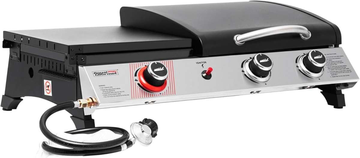 Royal Gourmet 3 Burner Propane Gas Grill & Griddle Combo with Lid, 29,