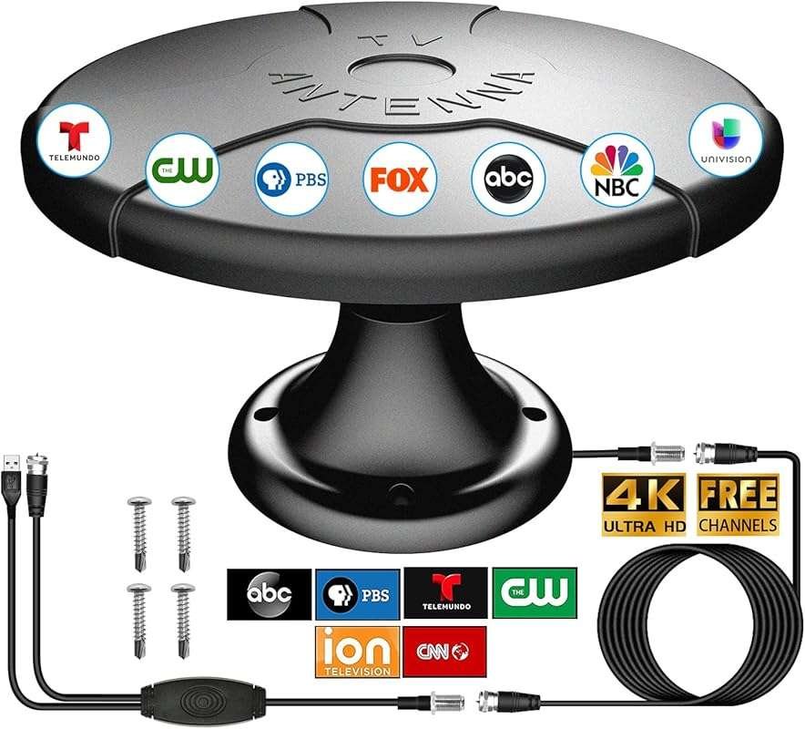 Outdoor RV 4K HDTV Antenna for Camper with Booster, 360° Omni-Directio