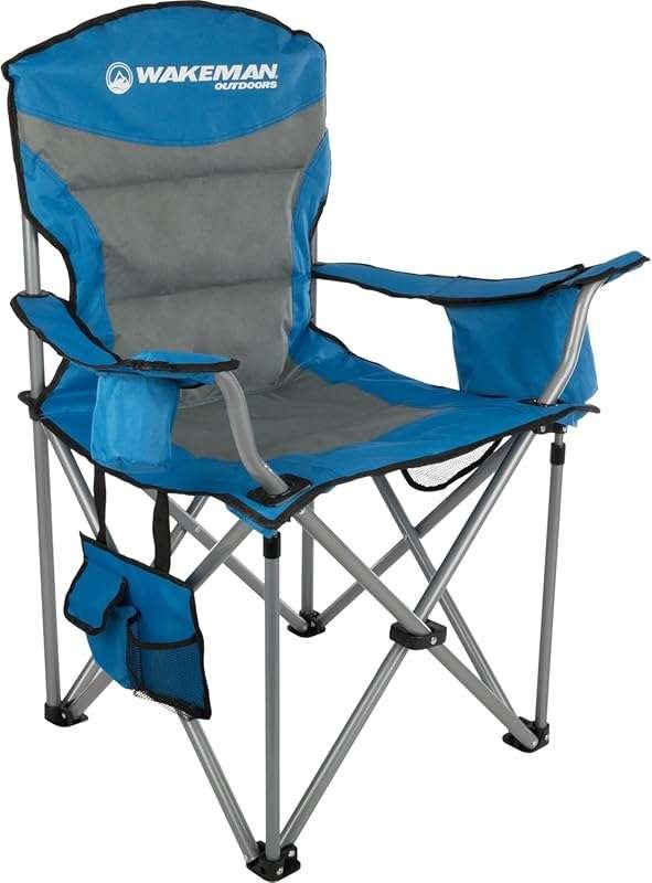Wakeman Oversized Heavy Duty Camping Chair Supports 300 lbs with Coole