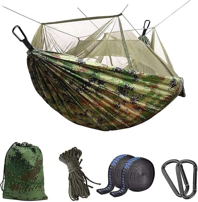 Lightweight Camping Hammock with Mosquito Net: Durable 210T Parachute 