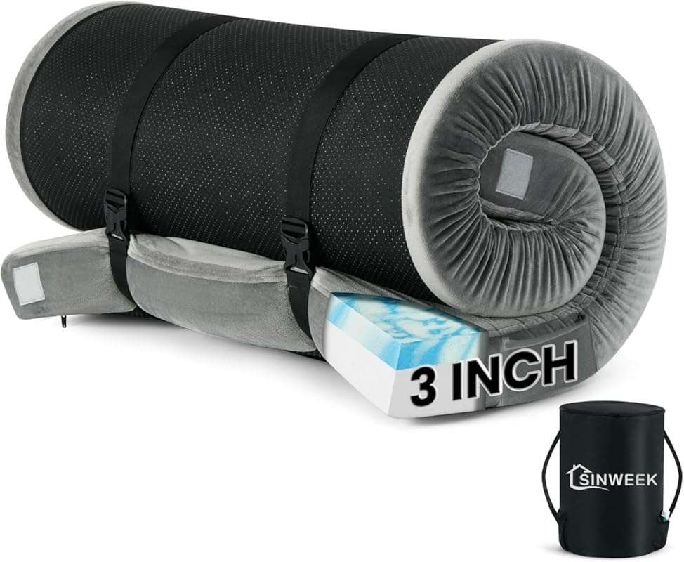 Sinweek CertiPUR-US Waterproof Roll Up Camping Mattress for Adults - P